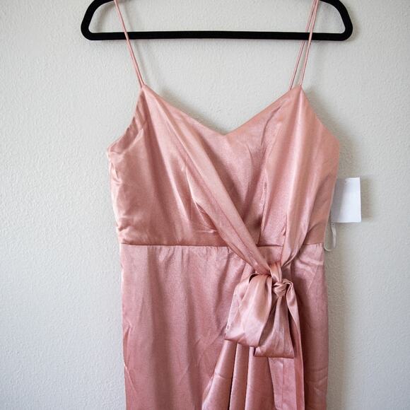 AFTER SIX Faux Wrap Midi Dress with Draped Tulip Skirt Desert Rose - Picture 3 of 7